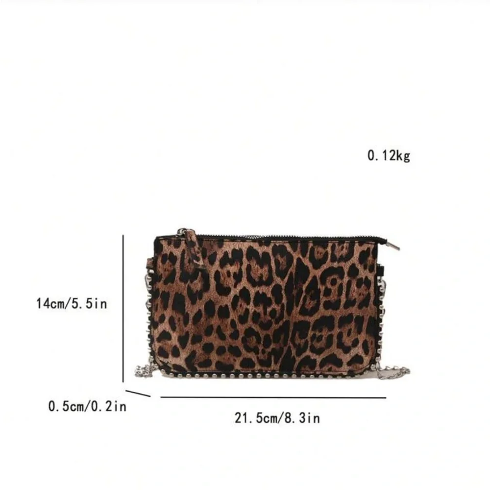 Leopard Print Chain Shoulder Bag - Picture 5 of 6